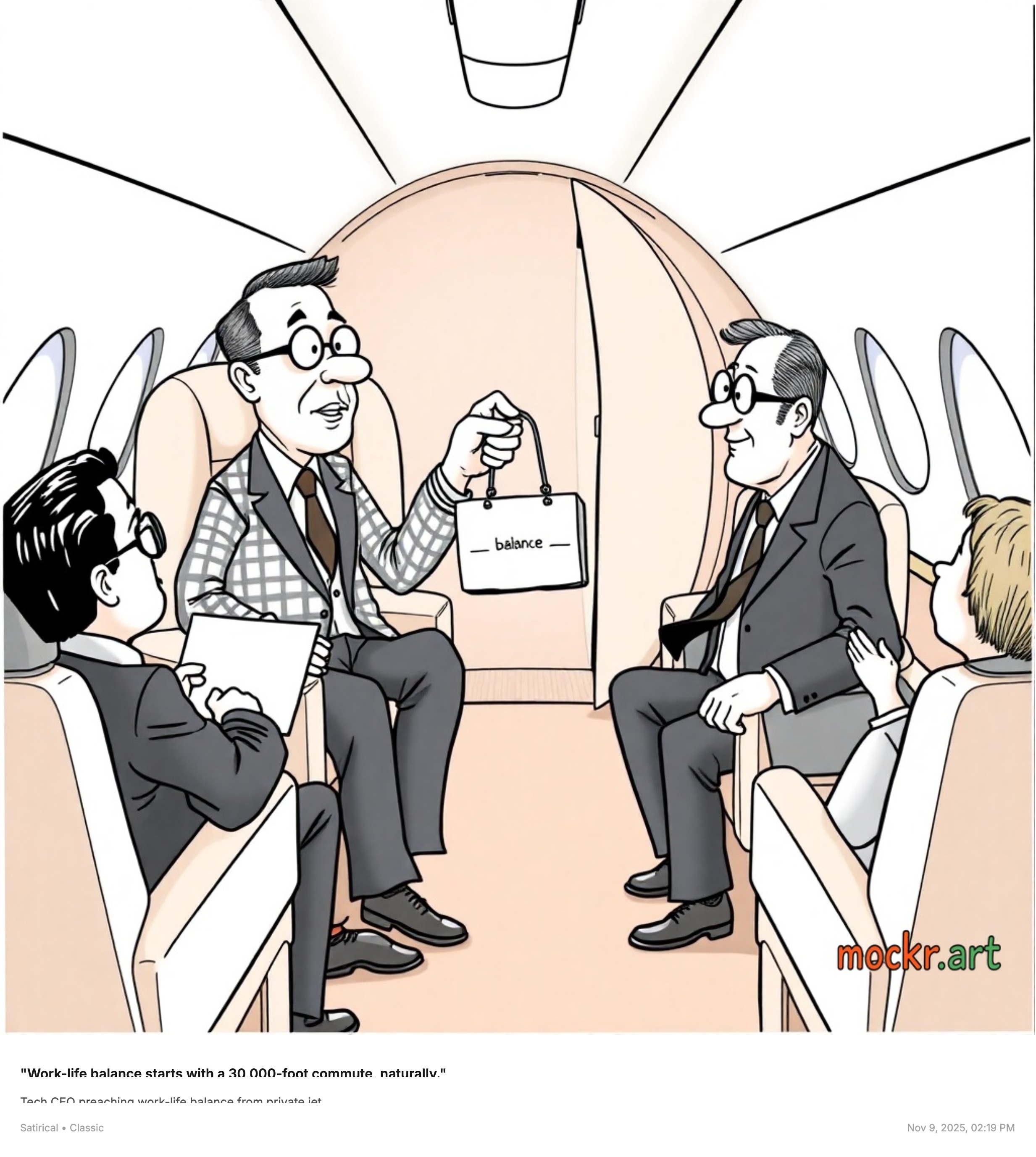 Business satire example: Tech Billionaire Logic